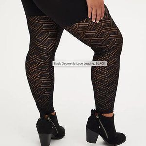 Black Geometric Lace Legging- TORRID- Sz 3